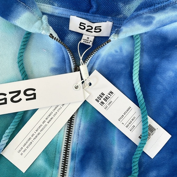 NEW 525 AMERICA tie dye zip hoodie baja blue multi - Picture 8 of 10